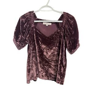 Pink Crushed Velvet Milkmaid Cottage Puff Sleeve Top Small Petite Coquette Fairy